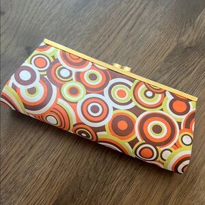 La Regal Orange and Brown Clutch with Chain